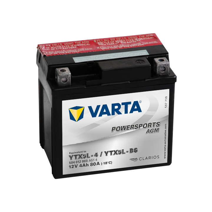 Batería Varta YTX5L-4,YTX5L-BS VARTA 504012003 - 1