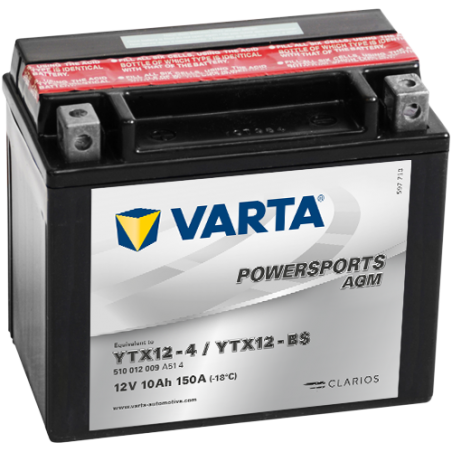 Batería Varta YTX12-4,YTX12-BS VARTA 510012009 ▷telebaterias.com