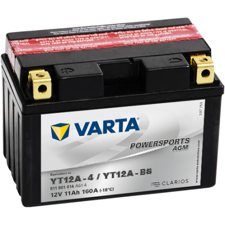 Batería Varta YT12A-4,YT12A-BS VARTA 511901014 ▷telebaterias.com