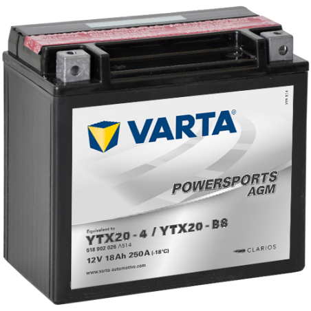 Batería Varta YTX20-4,YTX20-BS VARTA 518902026 ▷telebaterias.com