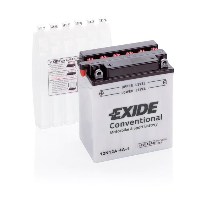 Batería de moto 12Ah 12V 115A Exide 12N12A-4A-1 | telebaterias.com