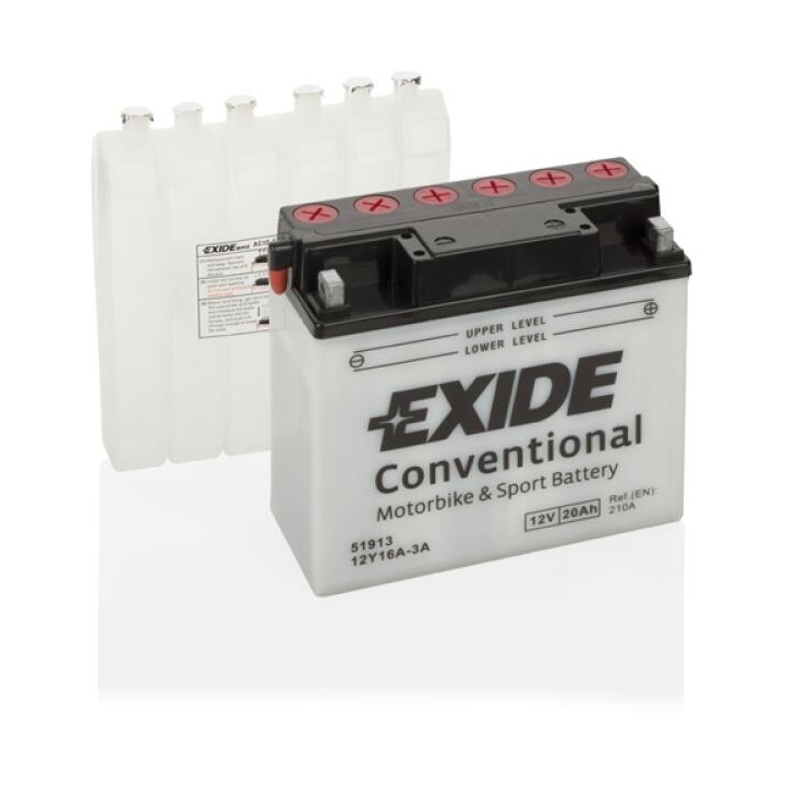 Batería de moto 20Ah 12V 210A Exide 12Y16A-3A | telebaterias.com