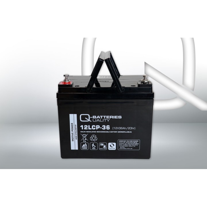 Rollstuhlbatterie 36Ah 12V Q-Battery 12LCP-36 | telebaterias.com