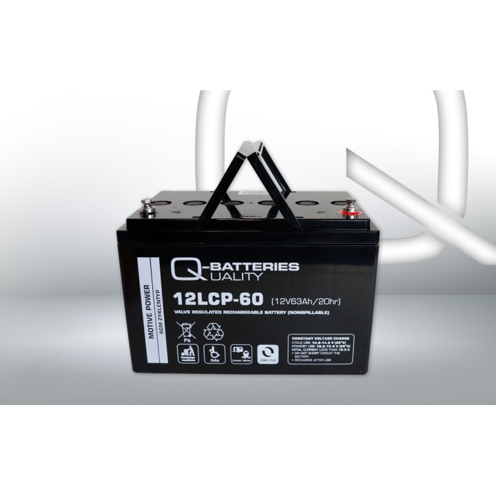 Batería para silla de ruedas 63Ah 12V Q-Battery 12LCP-60 | telebaterias.com