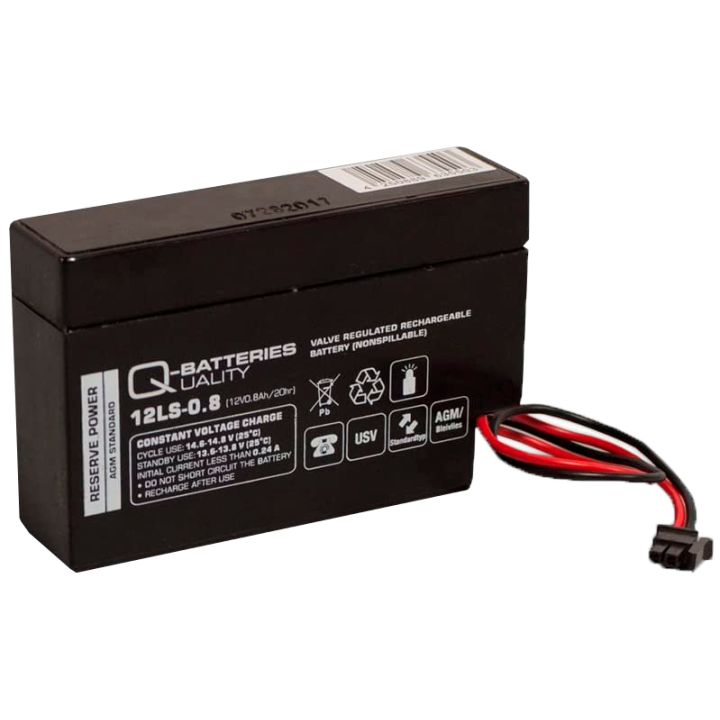 Bateria para UPS 0.80Ah 12V Q-Battery 12LS-0.8 JST | telebaterias.com