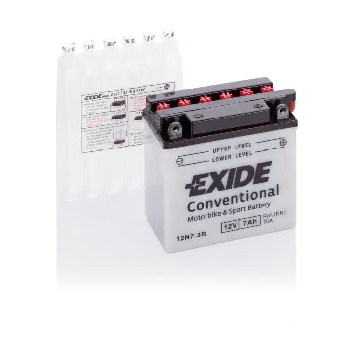 Batería de moto 7Ah 12V 75A Exide 12N7-3B | telebaterias.com