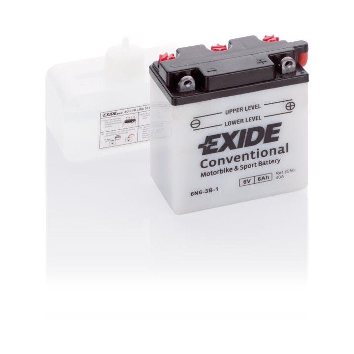 Batería de moto 6Ah 6V 40A Exide 6N6-3B-1 | telebaterias.com