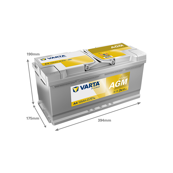 Batería Start-Stop 105Ah 12V 950A Varta A4 | telebaterias.com