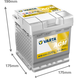 Batería auxiliar 40Ah 12V 420A Varta A10 | telebaterias.com