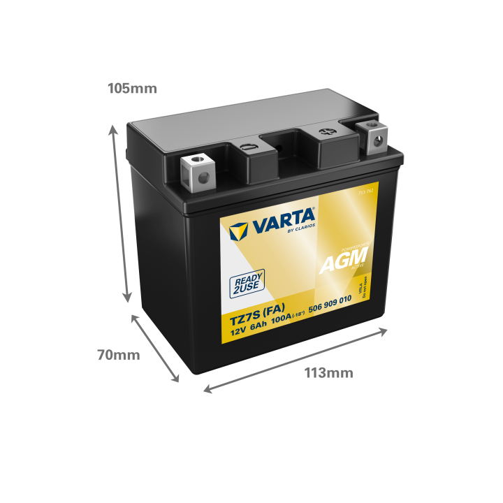 Batería de moto 6Ah 12V 100A Varta 506909010 | telebaterias.com