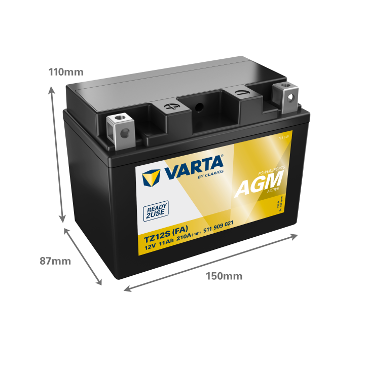 Bateria de mota 11Ah 12V 210A Varta 511909021 | telebaterias.com