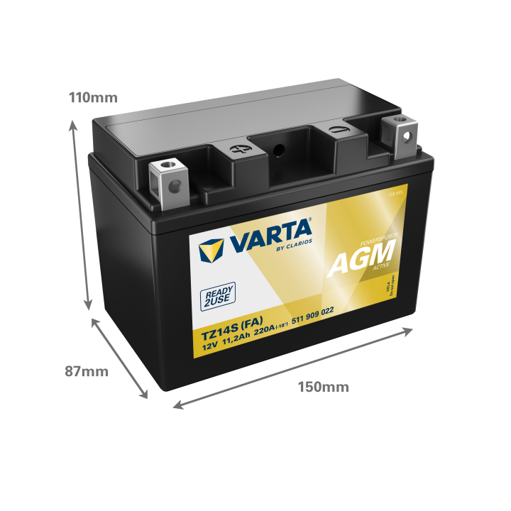Batería de moto 11Ah 12V 220A Varta 511909022 | telebaterias.com