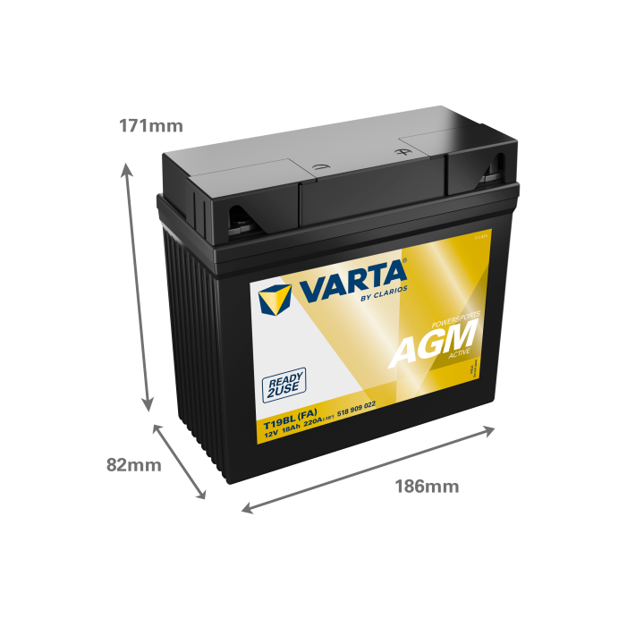 Batería de moto 18Ah (10h) 12V 220A Varta 518909022 | telebaterias.com