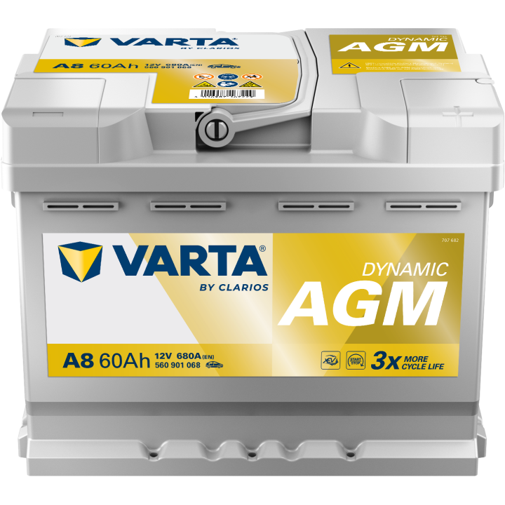 Bateria Start-Stop 60Ah 12V 680A Varta A8 | telebaterias.com