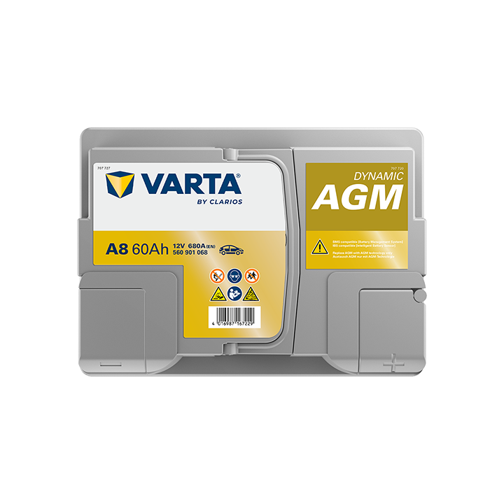 Start-Stop battery 60Ah 12V 680A Varta A8 | telebaterias.com