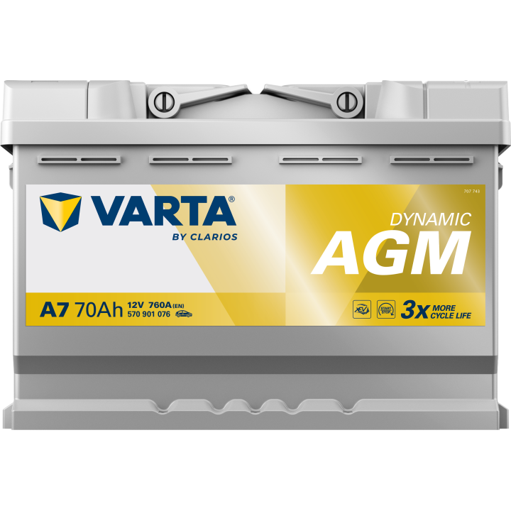 Start-Stop battery 70Ah 12V 760A Varta A7 | telebaterias.com