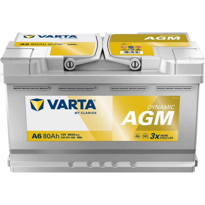 Start-Stop battery 80Ah 12V 800A Varta A6 | telebaterias.com