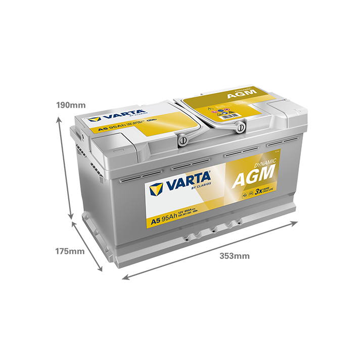 Batterie Start-Stop 95Ah 12V 850A Varta A5 | telebaterias.com
