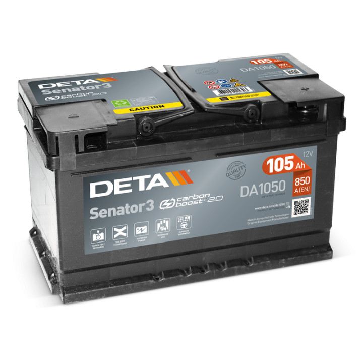 Car battery 105Ah 12V 850A Deta DA1050 | telebaterias.com