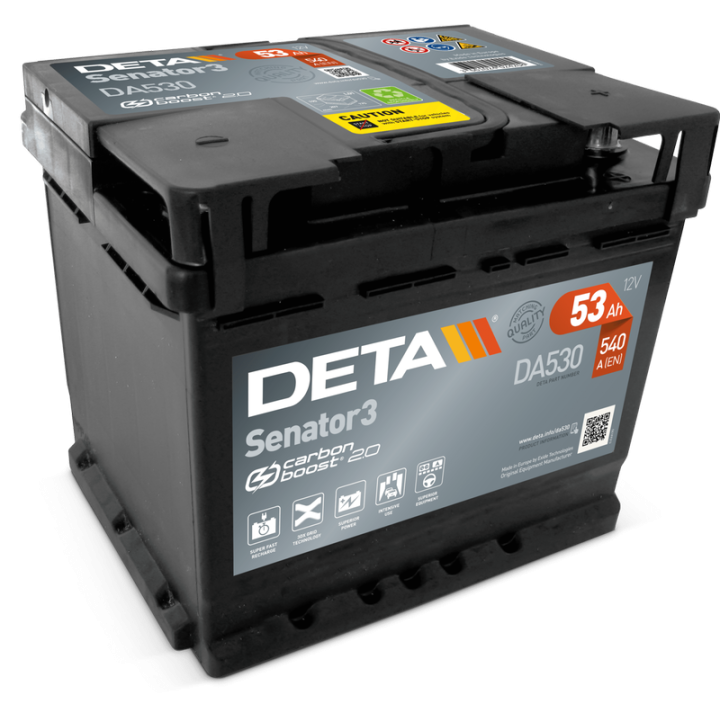 Car battery 53Ah 12V 540A Deta DA530 | telebaterias.com