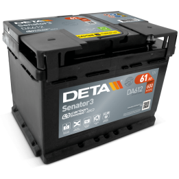 Car battery 61Ah 12V 600A Deta DA612 | telebaterias.com
