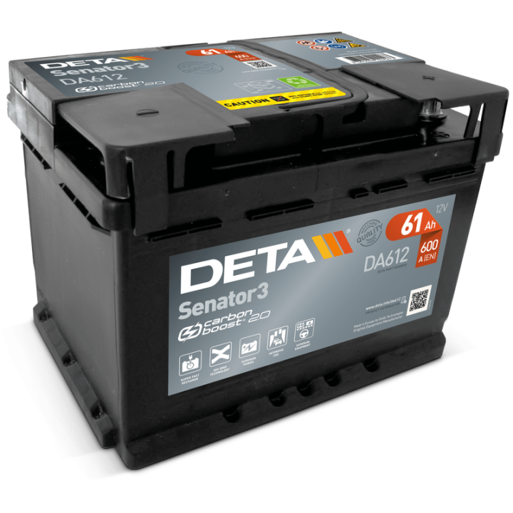 Batterie de voiture 61Ah 12V 600A Deta DA612 | telebaterias.com