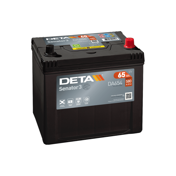Batería de coche 65Ah 12V 580A Deta DA654 | telebaterias.com