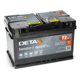 Batería de coche 72Ah 12V 720A Deta DA722 | telebaterias.com