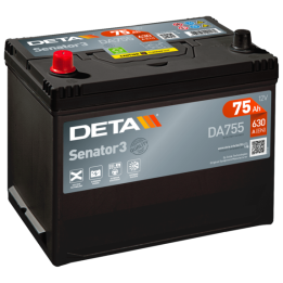 Car battery 75Ah 12V 630A Deta DA755 | telebaterias.com
