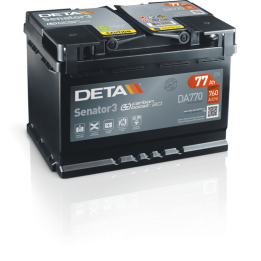 Car battery 77Ah 12V 760A Deta DA770 | telebaterias.com