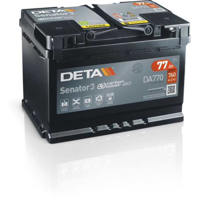 Batteria per auto 77Ah 12V 760A Deta DA770 | telebaterias.com