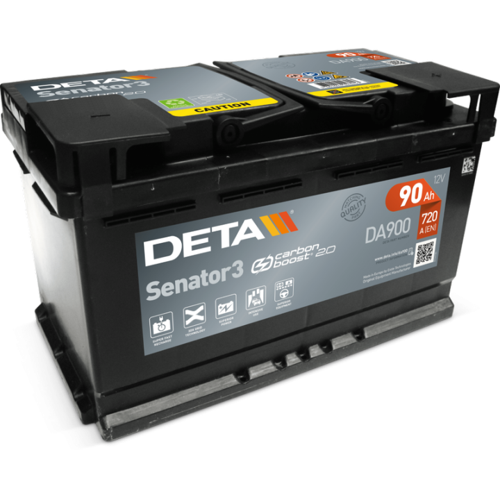Car battery 90Ah 12V 720A Deta DA900 | telebaterias.com