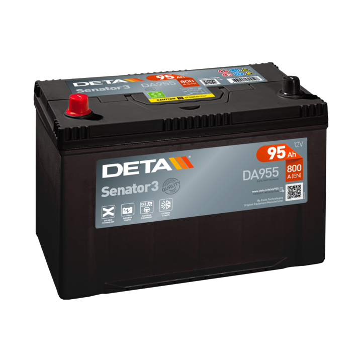 Batterie de voiture 95Ah 12V 800A Deta DA955 | telebaterias.com