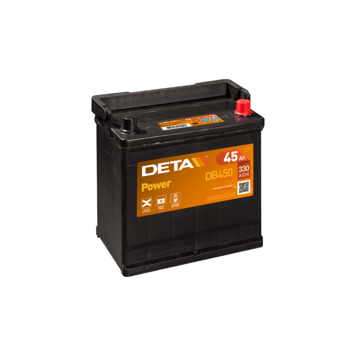 Car battery 45Ah 12V 330A Deta DB450 | telebaterias.com