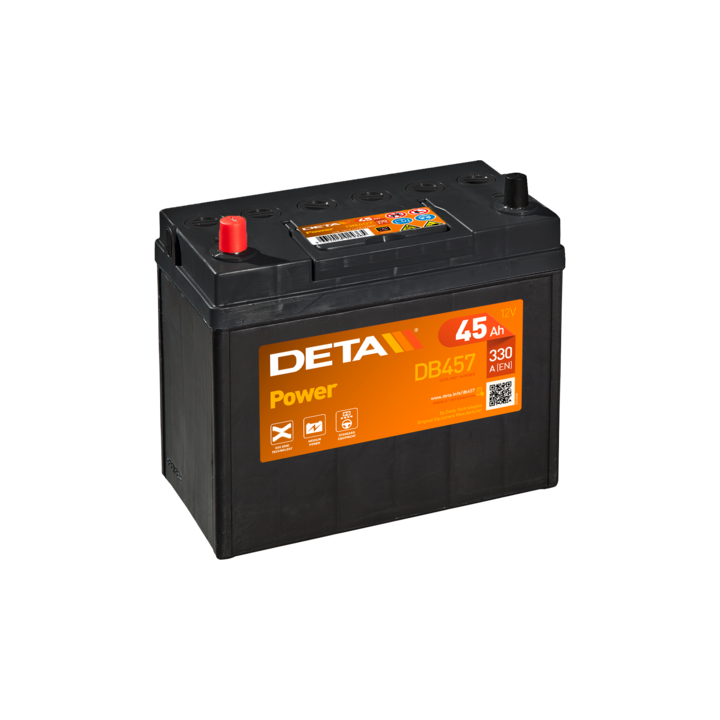 Autobatterie 45Ah 12V 330A Deta DB457 | telebaterias.com