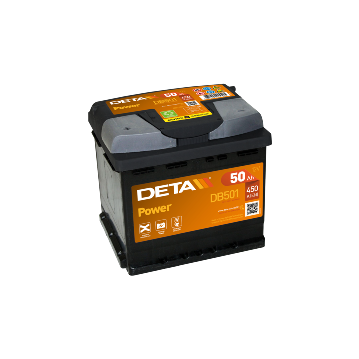 Autobatterie 50Ah 12V 450A Deta DB501 | telebaterias.com