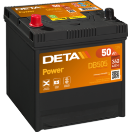 Car battery 50Ah 12V 360A Deta DB505 | telebaterias.com