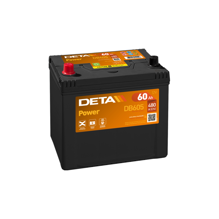 Bateria de carro 60Ah 12V 480A Deta DB605 | telebaterias.com