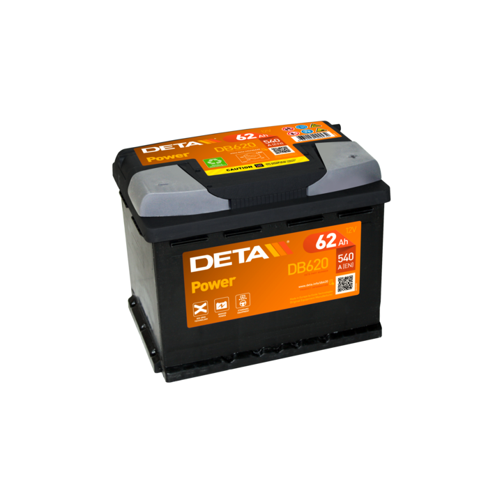 Batería de coche 62Ah 12V 540A Deta DB620 | telebaterias.com
