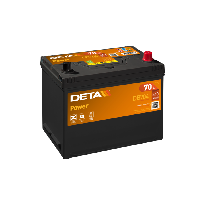 Batería de coche 70Ah 12V 540A Deta DB704 | telebaterias.com