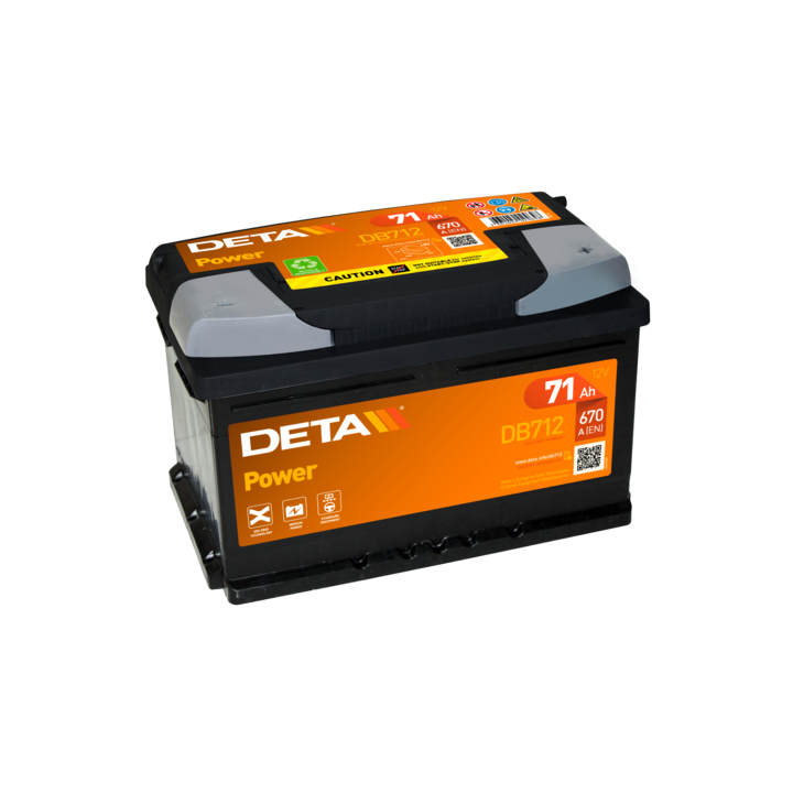 Batería de coche 71Ah 12V 670A Deta DB712 | telebaterias.com