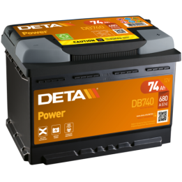 Car battery 74Ah 12V 680A Deta DB740 | telebaterias.com