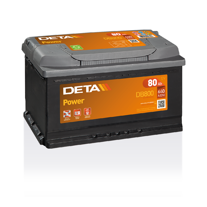 Bateria de carro 80Ah 12V 640A Deta DB800 | telebaterias.com