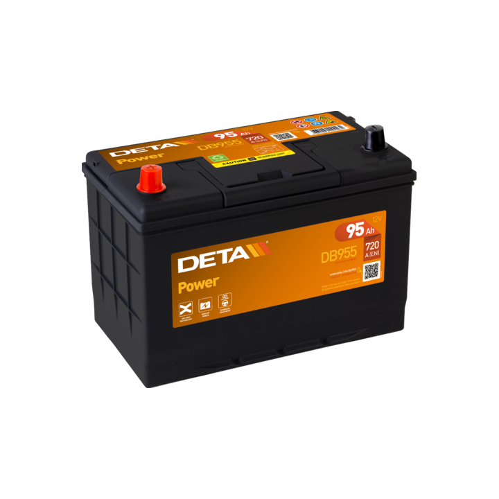 Car battery 95Ah 12V 760A Deta DB955 | telebaterias.com