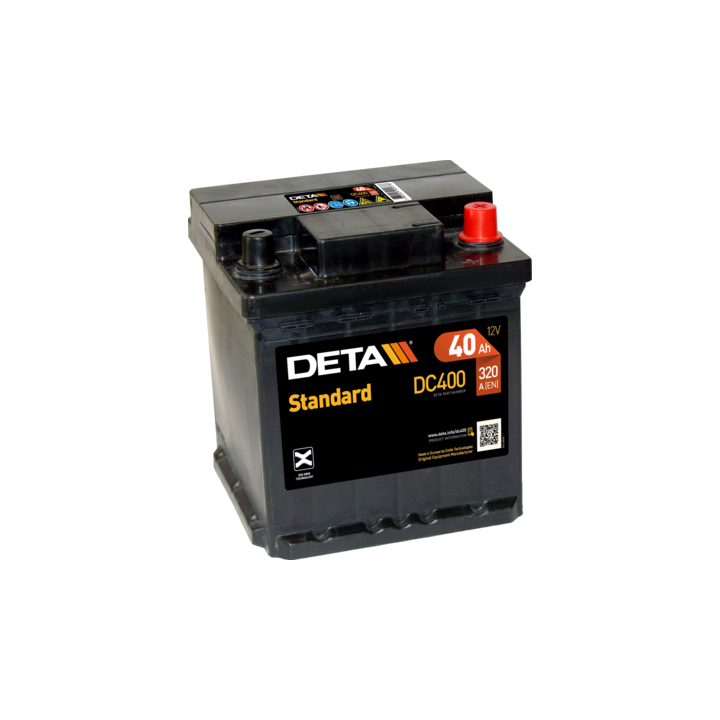 Bateria de carro 40Ah 12V 320A Deta DC400 | telebaterias.com