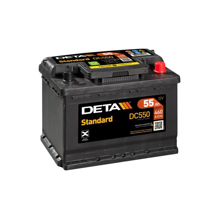 Bateria de carro 55Ah 12V 460A Deta DC550 | telebaterias.com