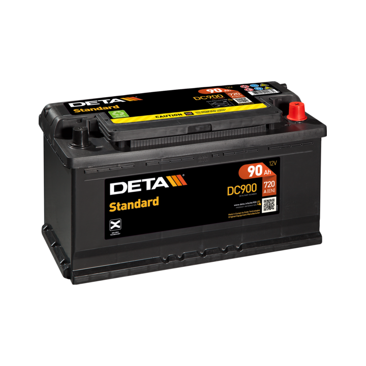 Car battery 90Ah 12V 720A Deta DC900 | telebaterias.com