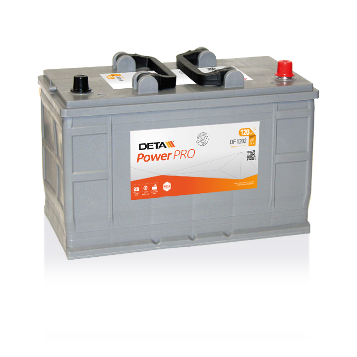 Batería de camión 120Ah 12V 870A Deta DF1202 | telebaterias.com