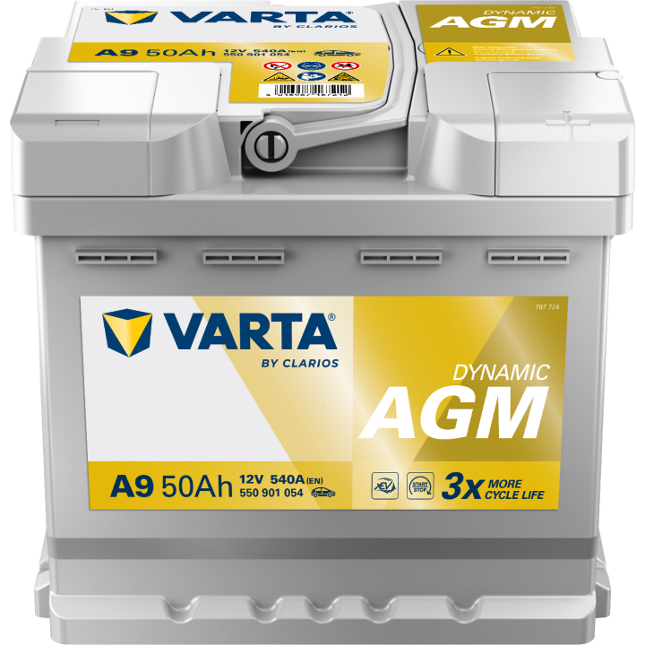 Batteria Start-Stop 50Ah 12V 540A Varta A9 | telebaterias.com