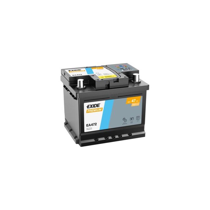 Bateria de carro 47Ah 12V 450A Exide EA472 | telebaterias.com